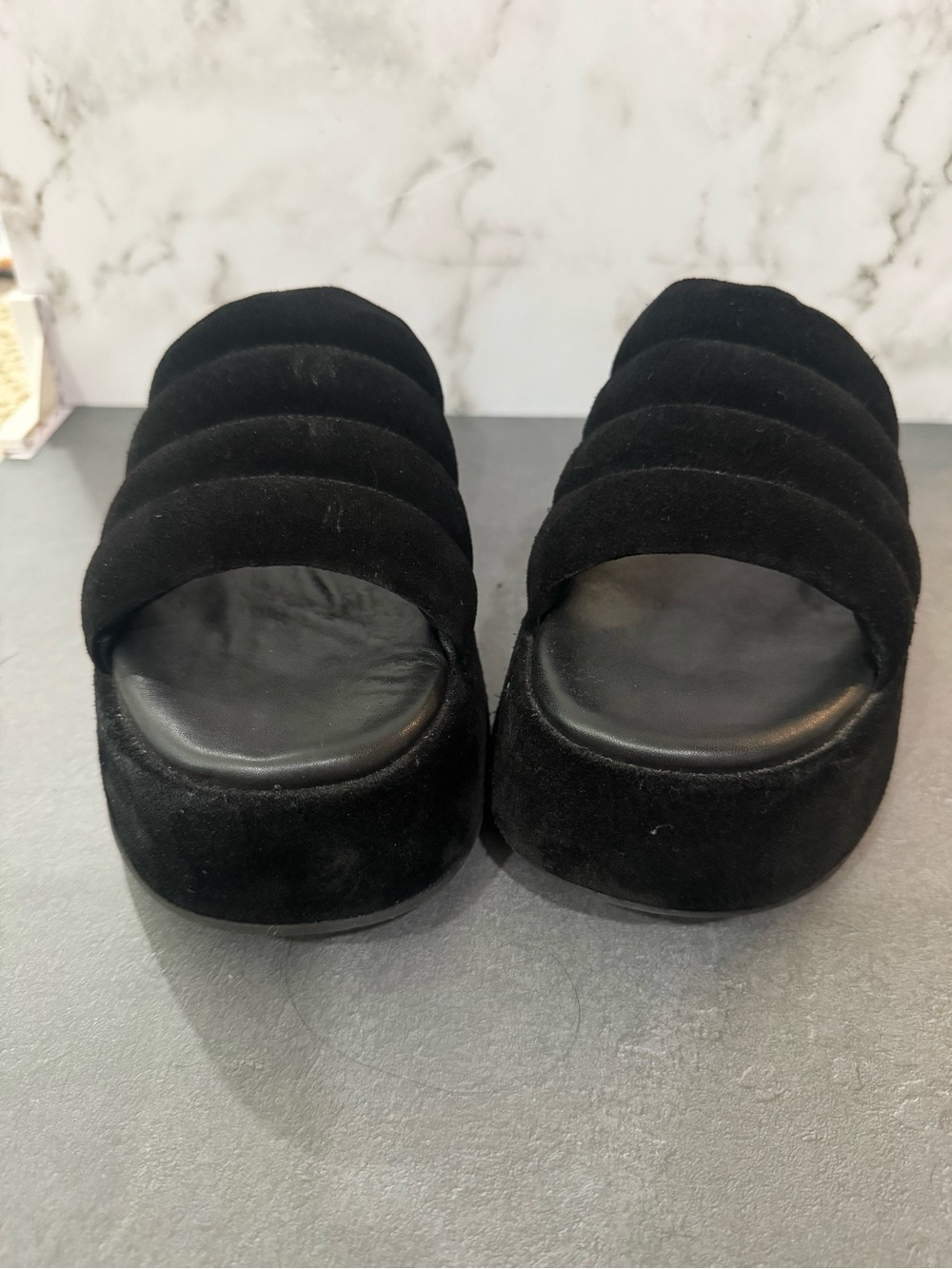 Free People Black Quilted Platform Slide Sandals - Picture 6 of 8